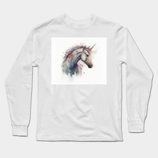 Unicorn Watercolour Painting Long Sleeve T-Shirt